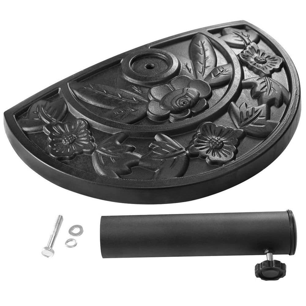 20 lbs. Resin Half Round Patio Umbrella Base in Black