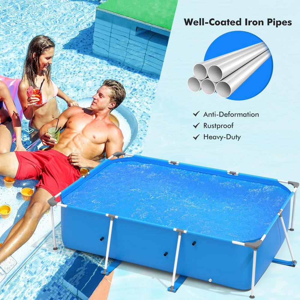 10 ft. x 6.7 ft. x 30 in. Rectangular Metal Frame Pool Above Ground Swimming Pool