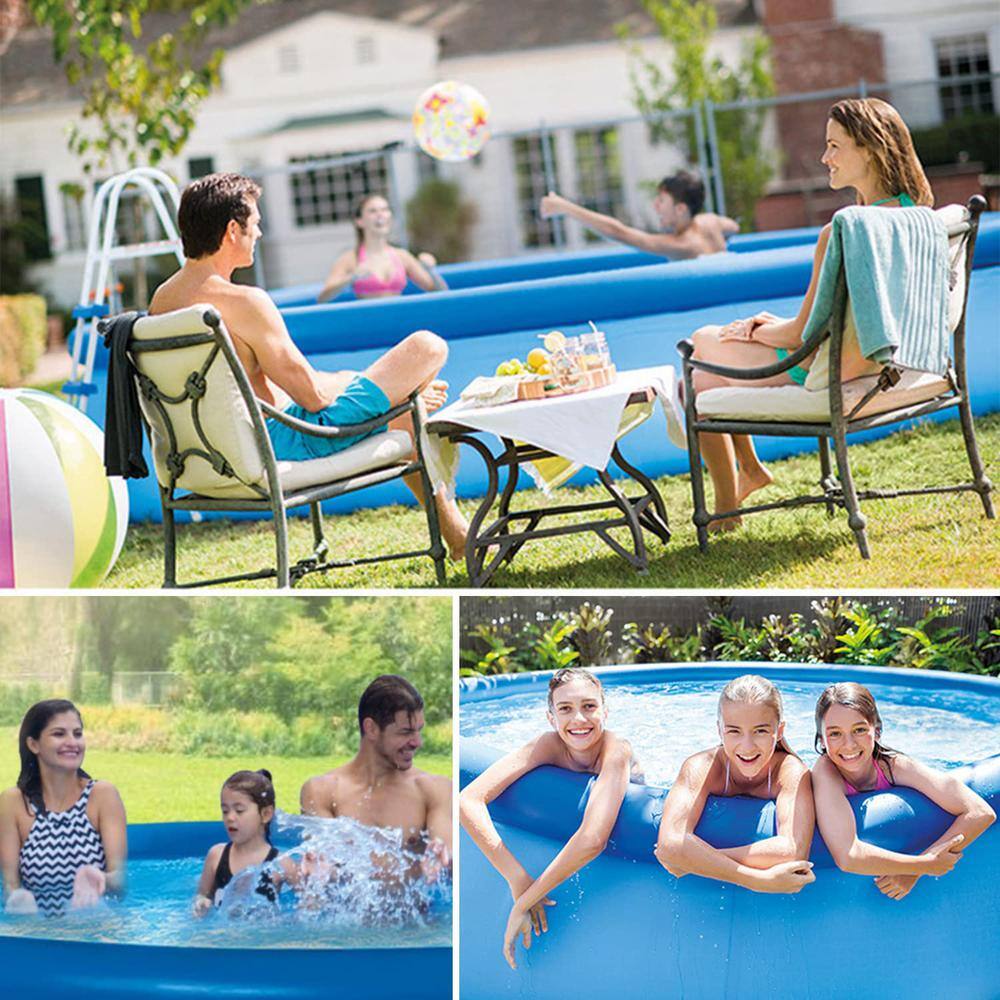 10 ft. Round 30 in. D Inflatable Above Ground Swimming Pool Family Set with Pump