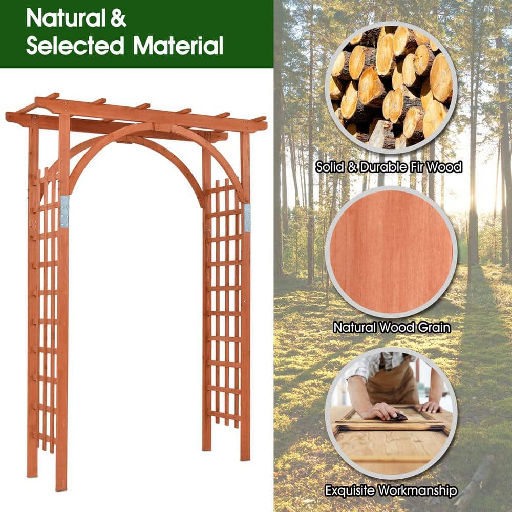 85 in. x 23.6 in. x 63 in. Fir Wood Garden Arbor for Climbing Plants and Outdoor Wedding Decor