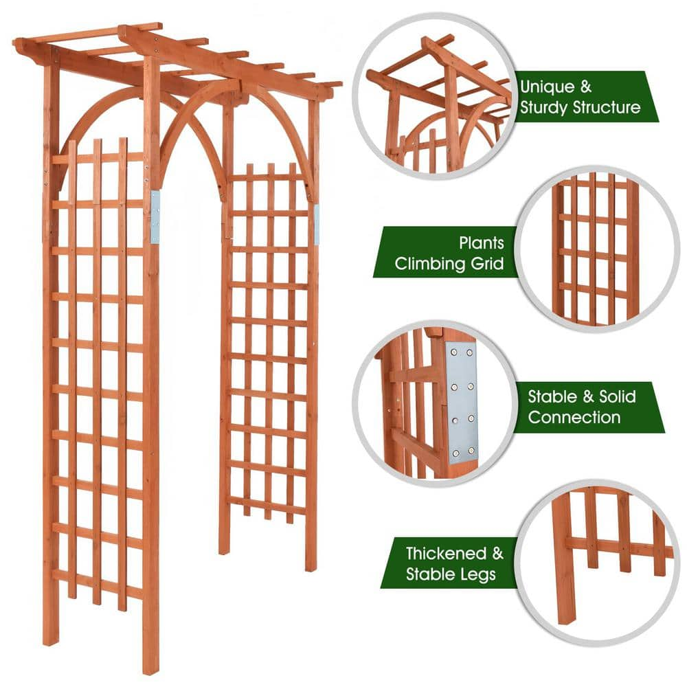 85 in. x 23.6 in. x 63 in. Fir Wood Garden Arbor for Climbing Plants and Outdoor Wedding Decor