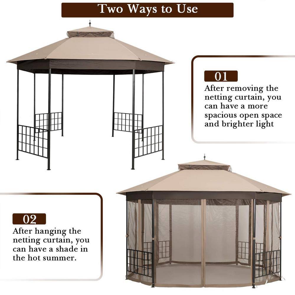 10 ft. x 12 ft. Outdoor Patio Gazebo with Netting