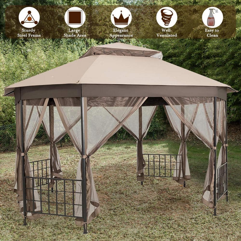 10 ft. x 12 ft. Outdoor Patio Gazebo with Netting