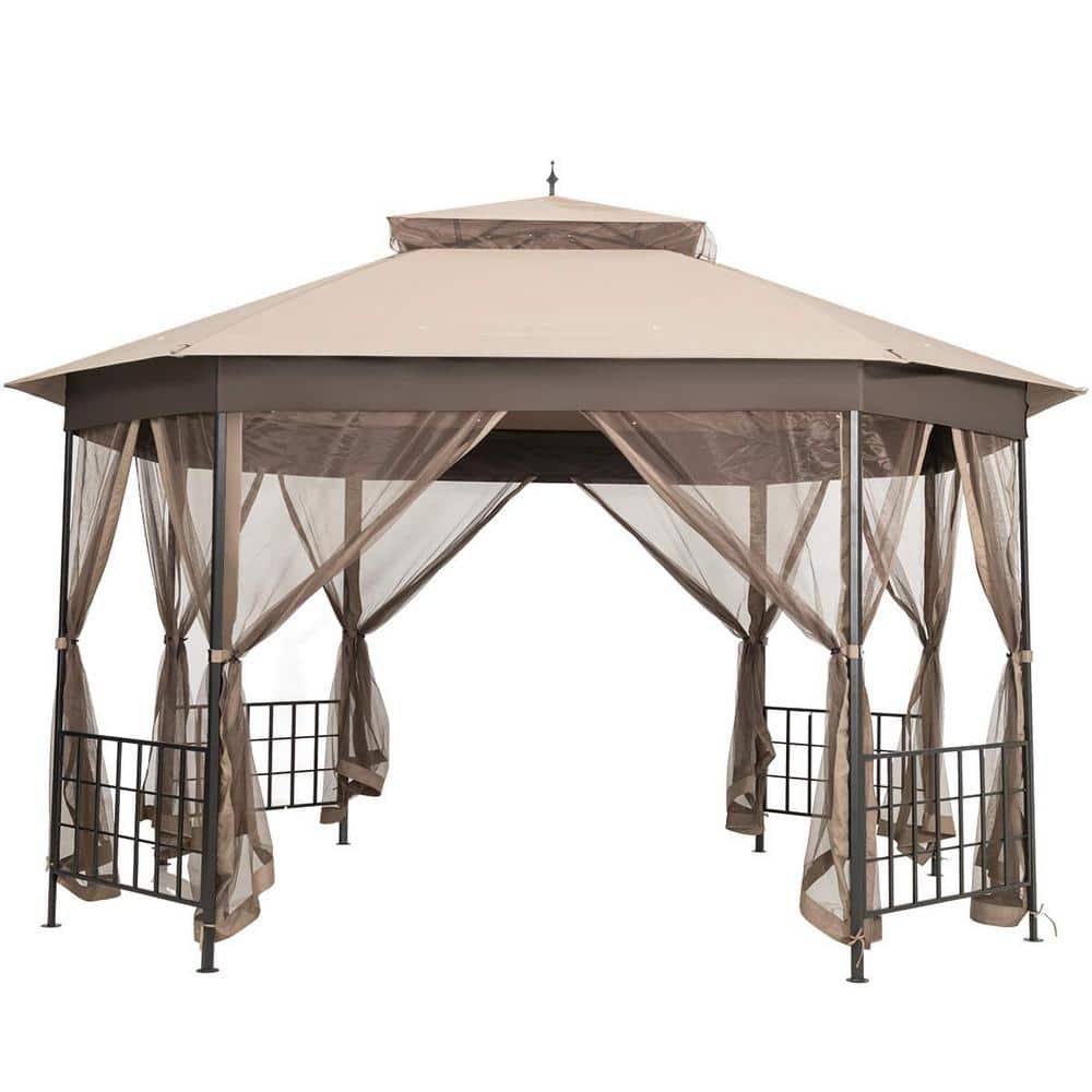 10 ft. x 12 ft. Outdoor Patio Gazebo with Netting