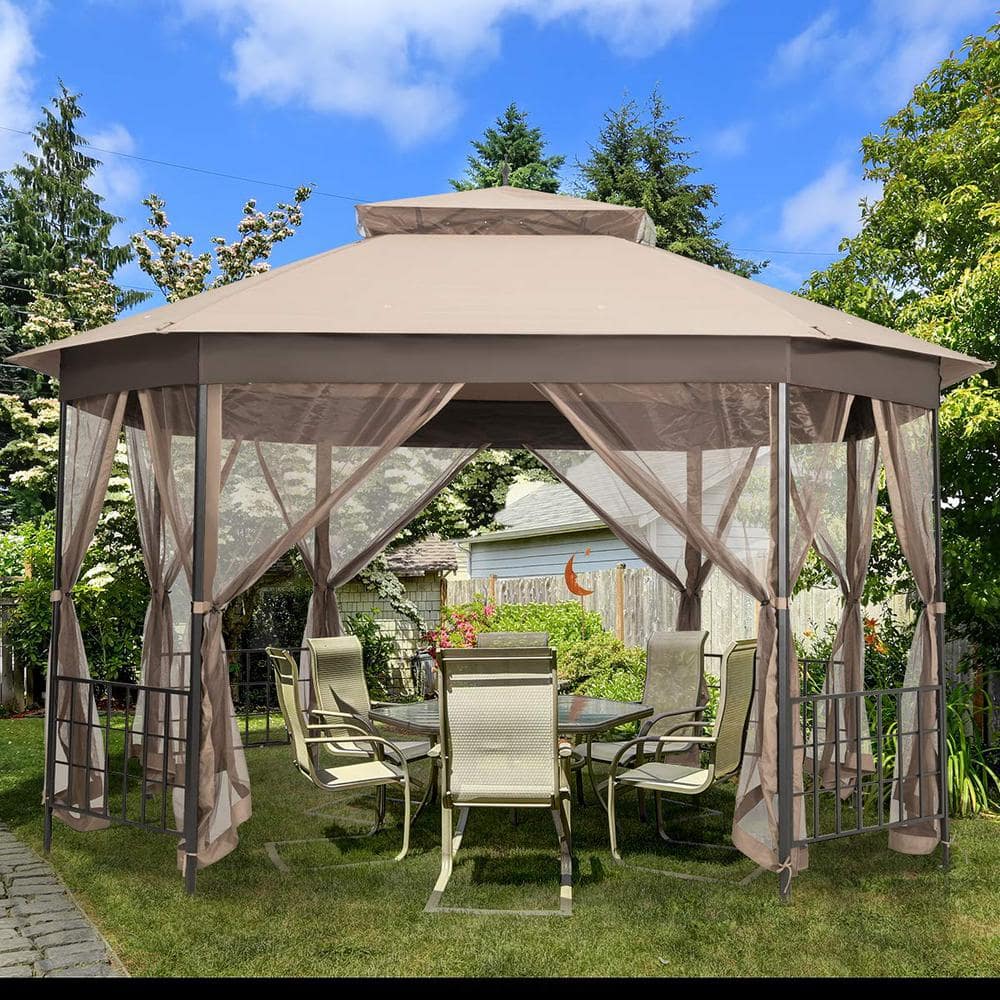 10 ft. x 12 ft. Outdoor Patio Gazebo with Netting