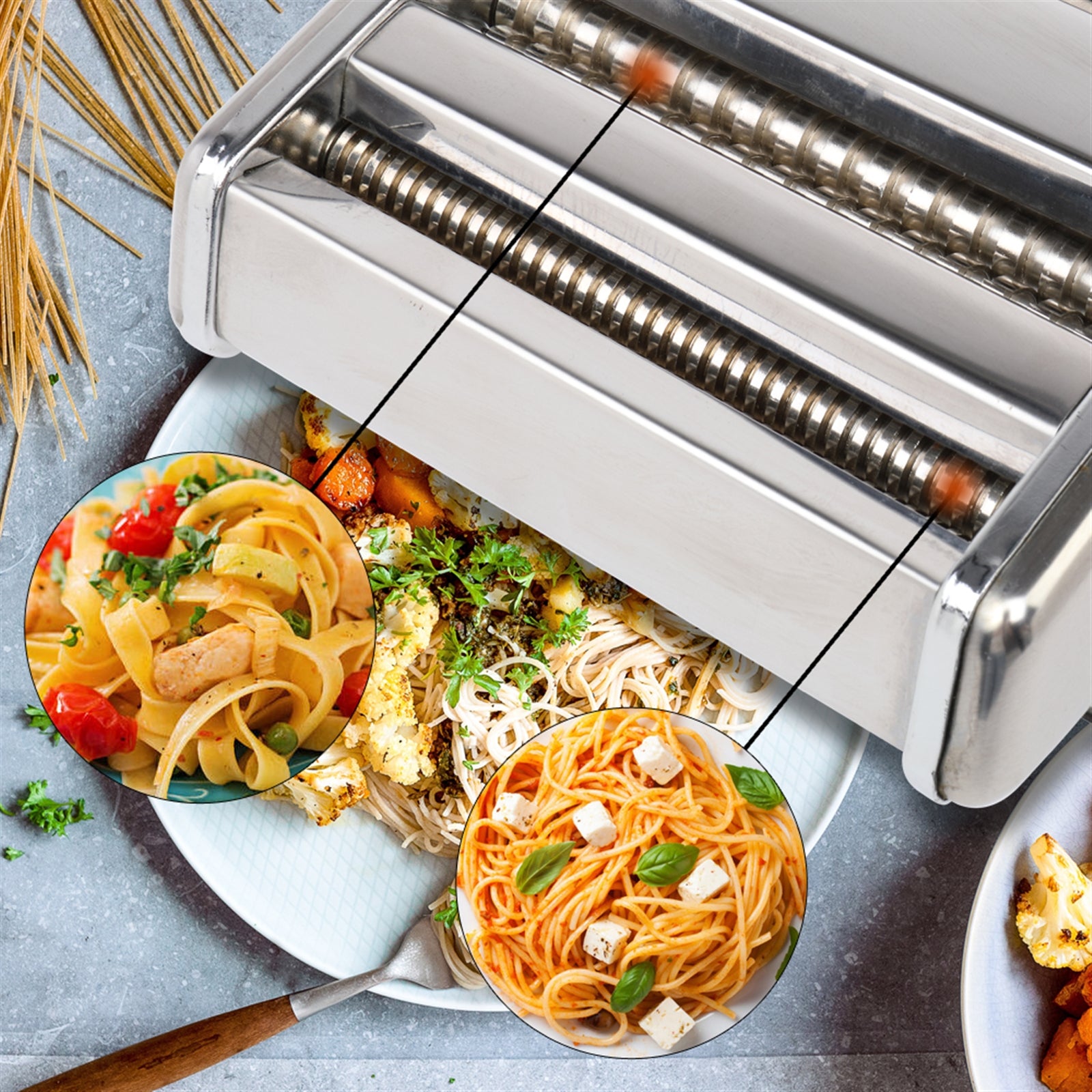 Silver Stainless Steel Manual Pasta Maker