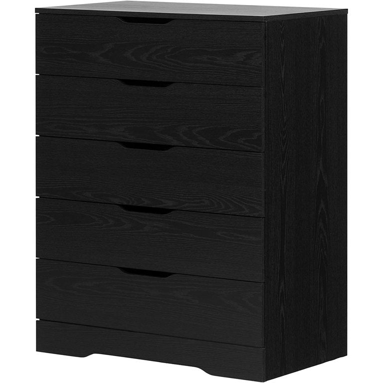 SUGIFT 5-Drawer Chest Black Oak