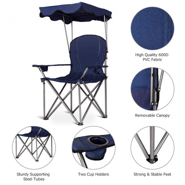 SUGIFT Portable Folding Beach Canopy Chair with Cup Holders