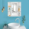 SUGIFT Wooden Bathroom Wall Mounted Storage Cabinet with Mirror Door & 8 Shelves, White