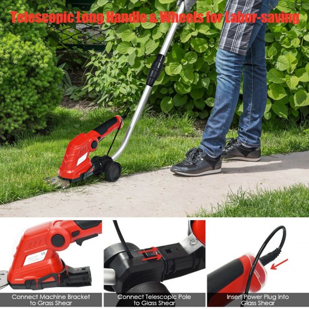 SUGIFT 7.2V Cordless Grass Shear with Extension Handle and Rechargeable Battery