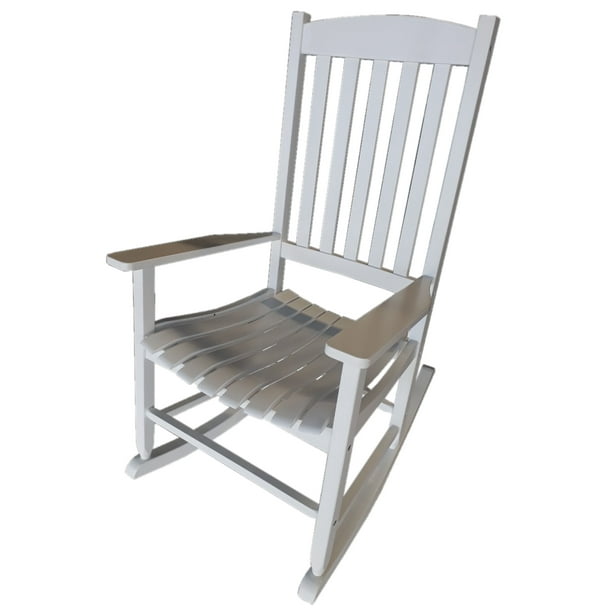 SUGIFT Outdoor Wood Porch Rocking Chair, White Color, Weather Resistant Finish