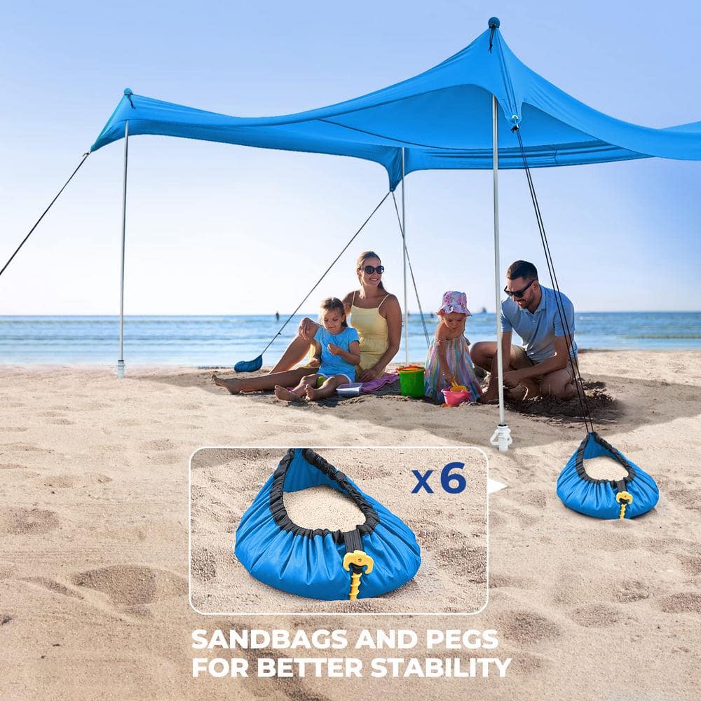 10 ft. x 10 ft. Portable Sun Shelter Beach Tent in Blue