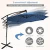 10 ft. Aluminum Offset Cantilever Solar Tilt Patio Umbrella LED Lights 360-Degrees Rotation in Blue