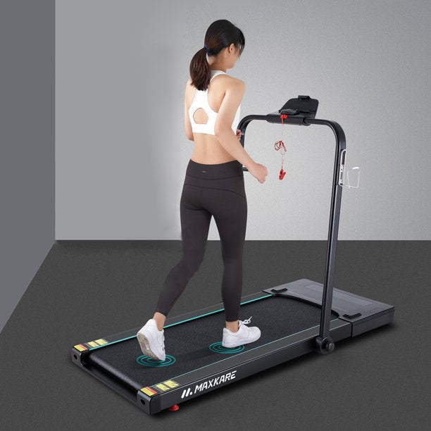 2-in-1 Electric Treadmill Foldable, Under Desk Treadmill for Home and Office, Walking Running Machine Installation-Free Save space