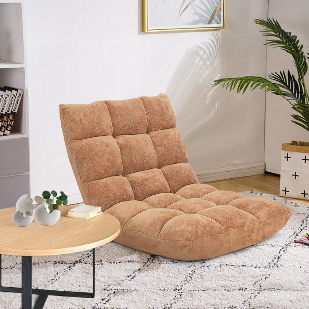 Adjustable Cushioned Floor Chair Laze Chair For Living Room Bedroom Beige