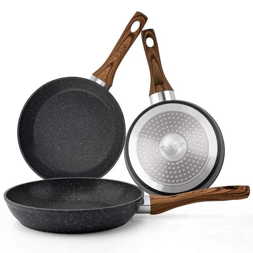 SUGIFT Frying Pan Set 3-Piece Nonstick Saucepan Woks Cookware Set Black