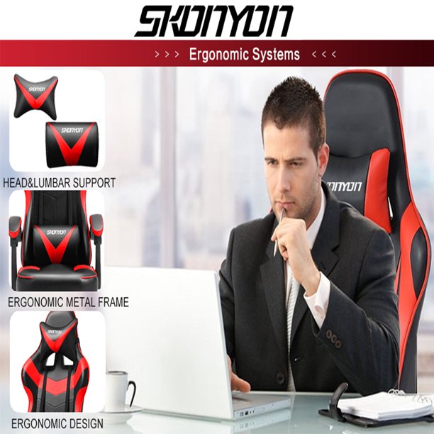 Gaming Chair High Back Computer Chair Racing Executive Ergonomic Adjustable Swivel Task Chair with Headrest and Lumbar Support