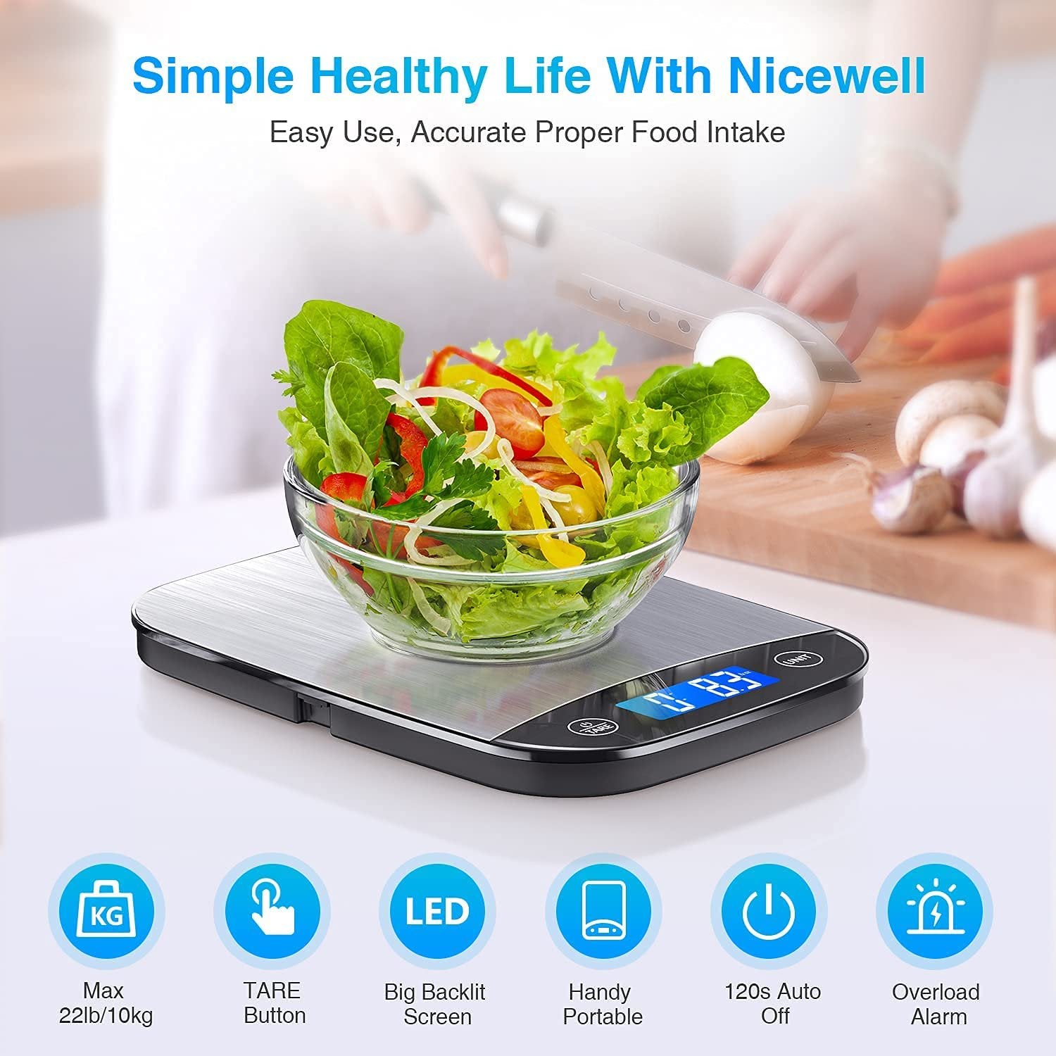 Nicewell Food Scale, 22lb Digital Kitchen White 