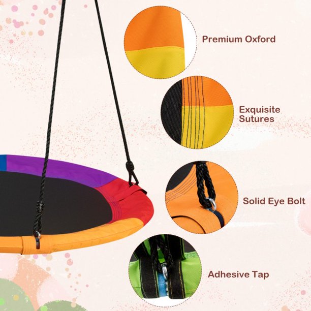 SUGIFT Tree Swing 40 Inch 770 lbs Flying Saucer Kids Gift with 2 Tree Hanging Straps