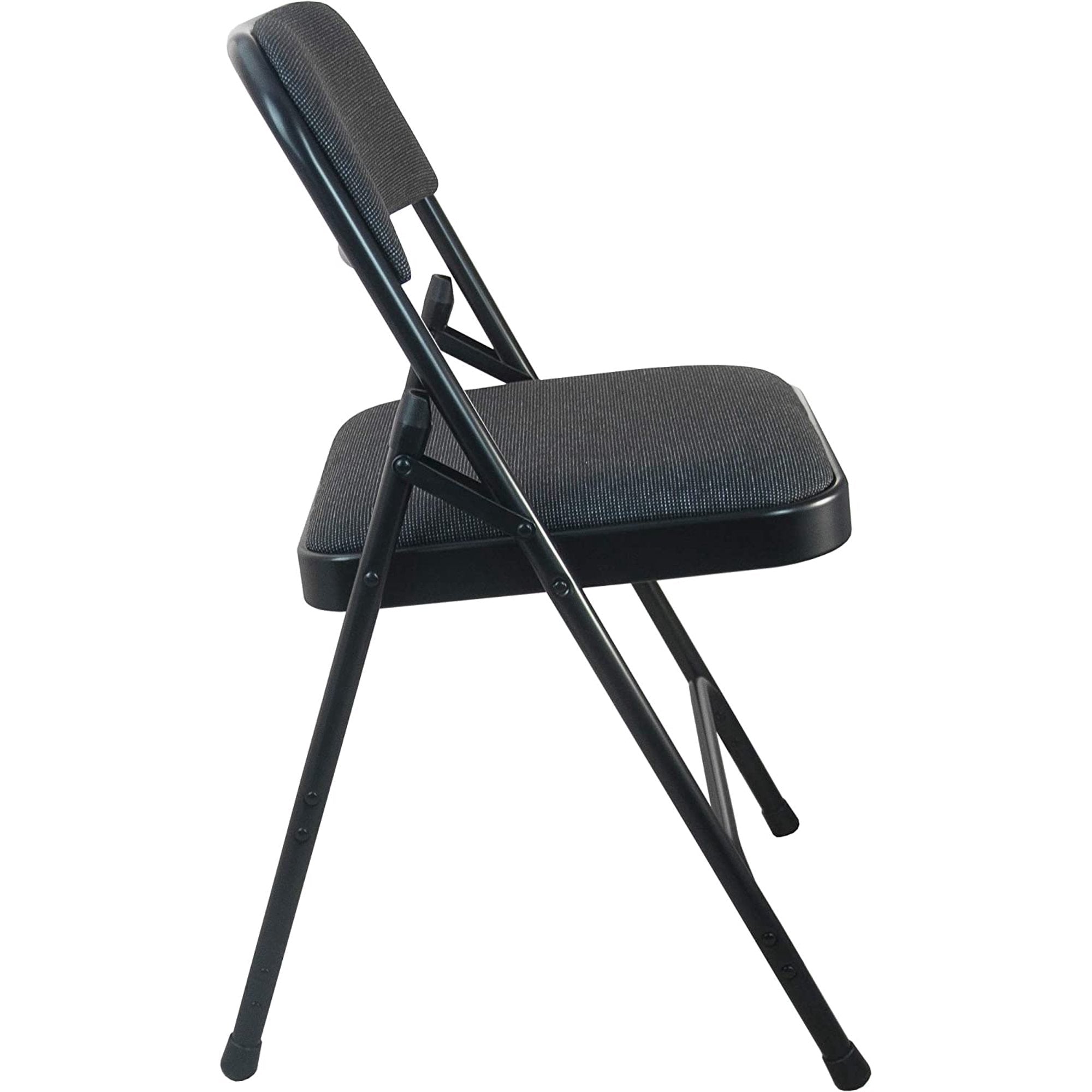 Black Padded Folding Chair with Non-Slip Feet
