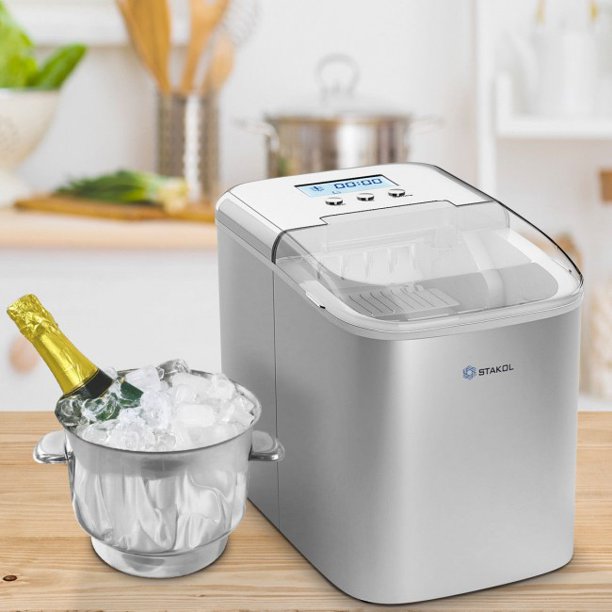 SUGIFT Mini Ice Maker 26 lbs Countertop LCD Display Ice Maker with Ice Scoop