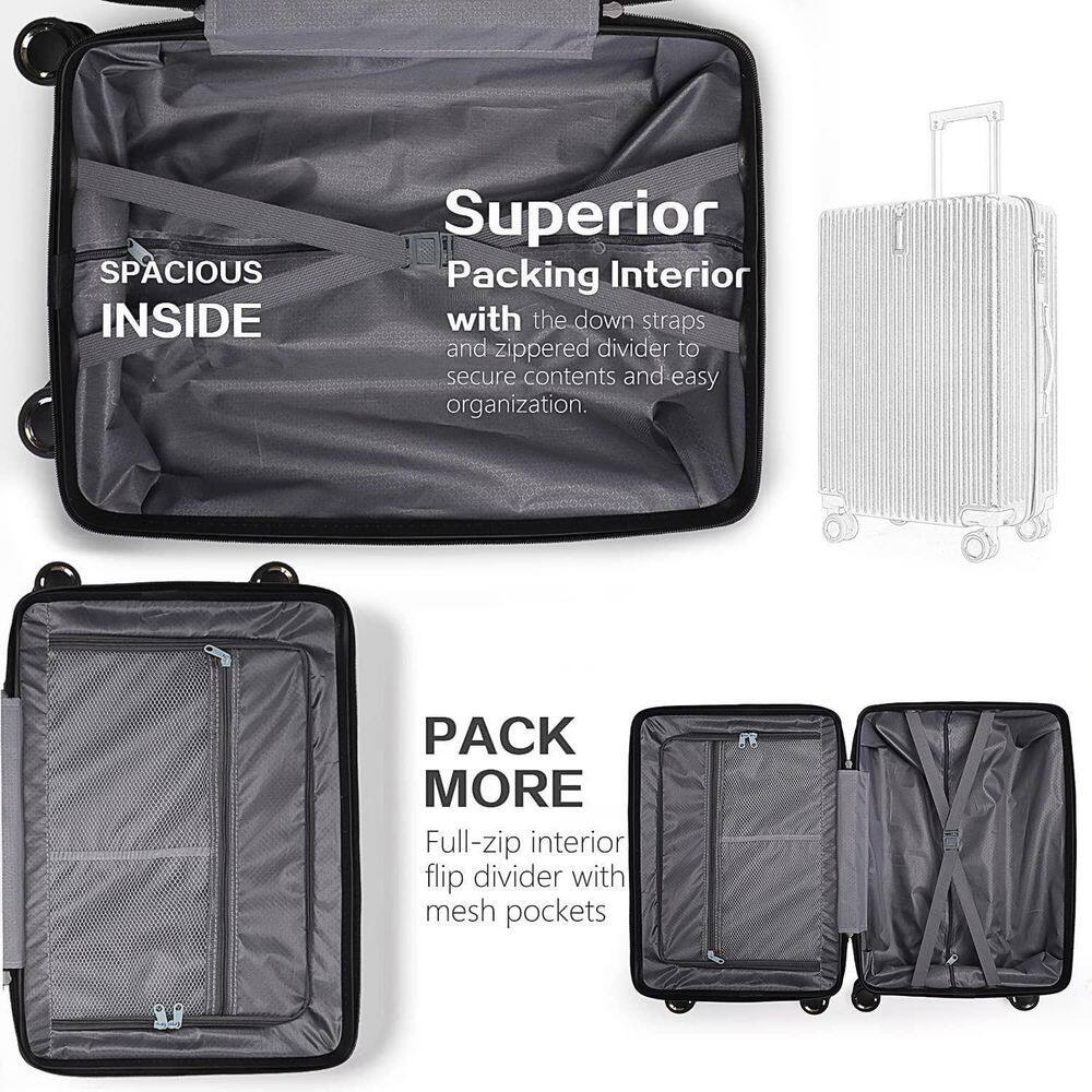 3-Piece Dark Blue Hardside Spinner Luggage Set with TSA Lock