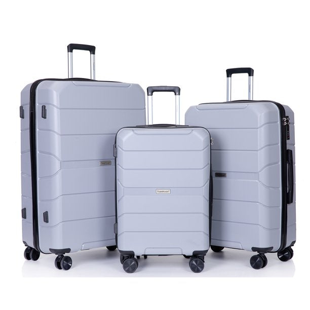 SUGIFT Luggage Expandable Suitcase 3 Piece Set with TSA Lock Spinner 20in24in28in (Silver)