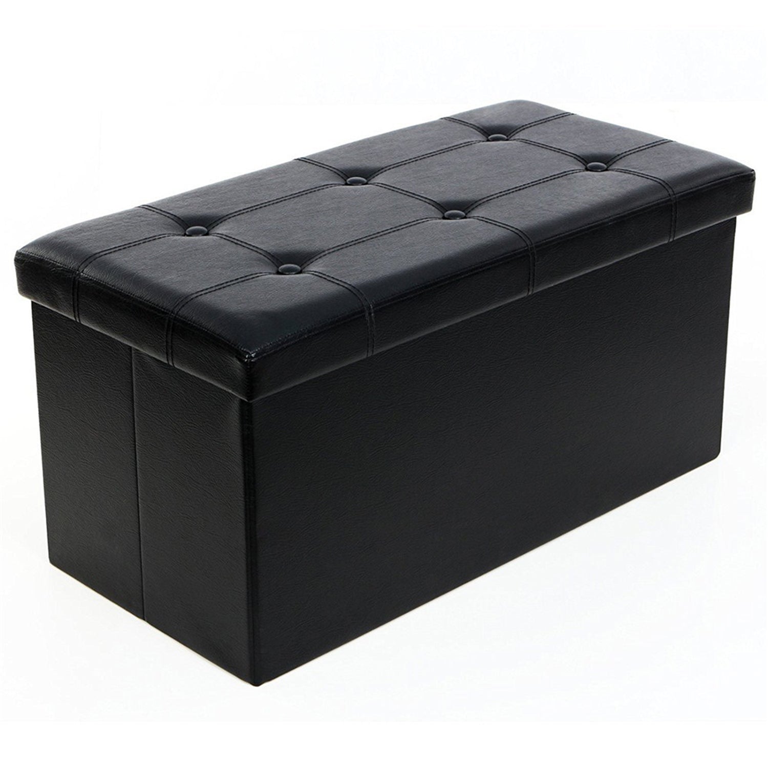 SUGIFT 30 x 15 x 15 inch footstool PU Material Black Footstool with Removable Cover
