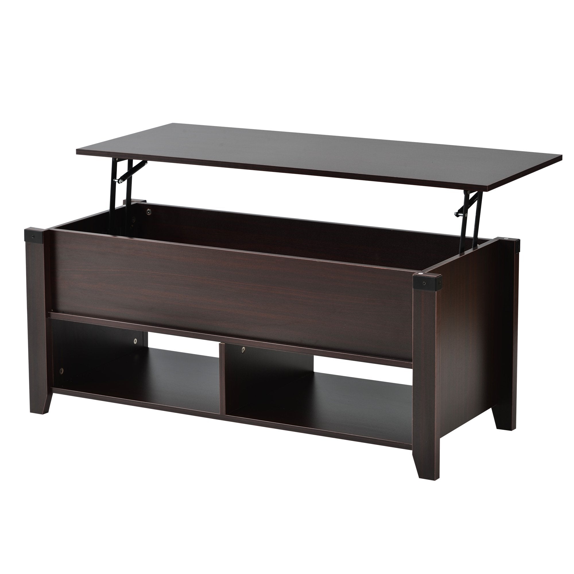 SUGIFT Multipurpose Coffee Table with Drawers ,open shelf and Storage, Lifting Top Table for Living Room Cherry