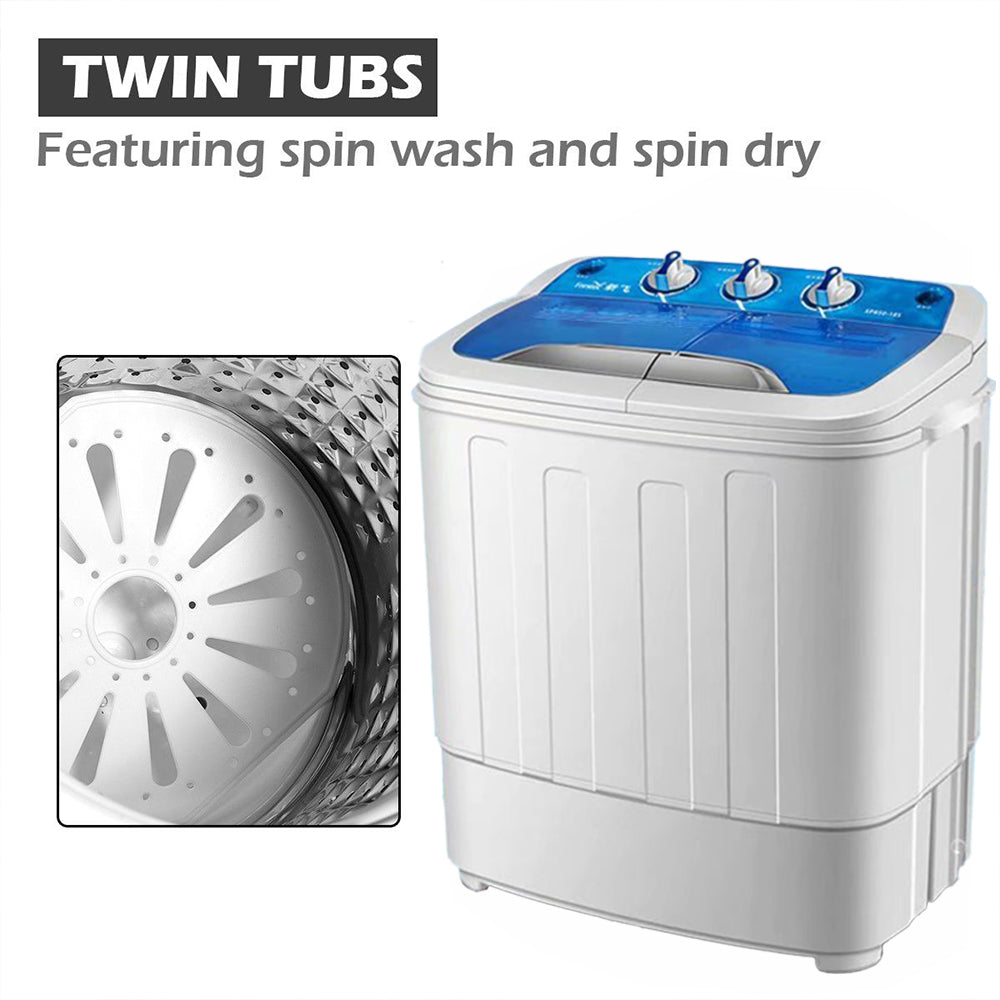 SKONYON Washing Machine Compact Mini Twin Tub 8 lbs Washing Machine Washer Spinner