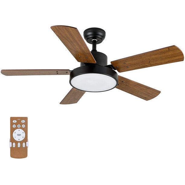 SUGIFT 44 inch Ceiling Fan with LED Light and Remote Control, 6-Speed Modes, 2 Rotating Modes , Timer