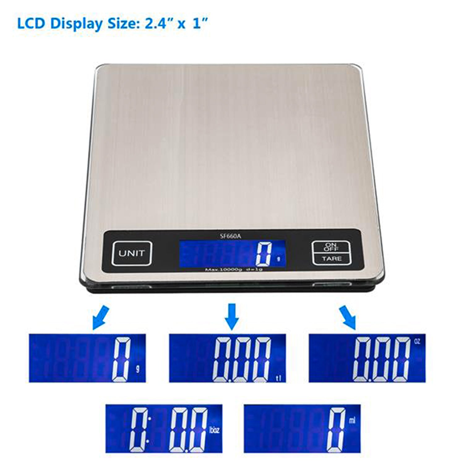 Food Scale 22lb Digital Kitchen Scale with 1g/0.05oz Precise Graduation, 5  Units LCD Display Scale for Cooking/Baking in KG, G, oz, ml, and lb, Easy  Clean Stainless Steel and Tempered Glass 