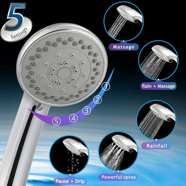 SUGIFT Luxury Dual Shower Head Combo, 10in Rainfall Shower Head with 5in Handheld High Pressure Shower Head with Holder and Hose (Chrome)