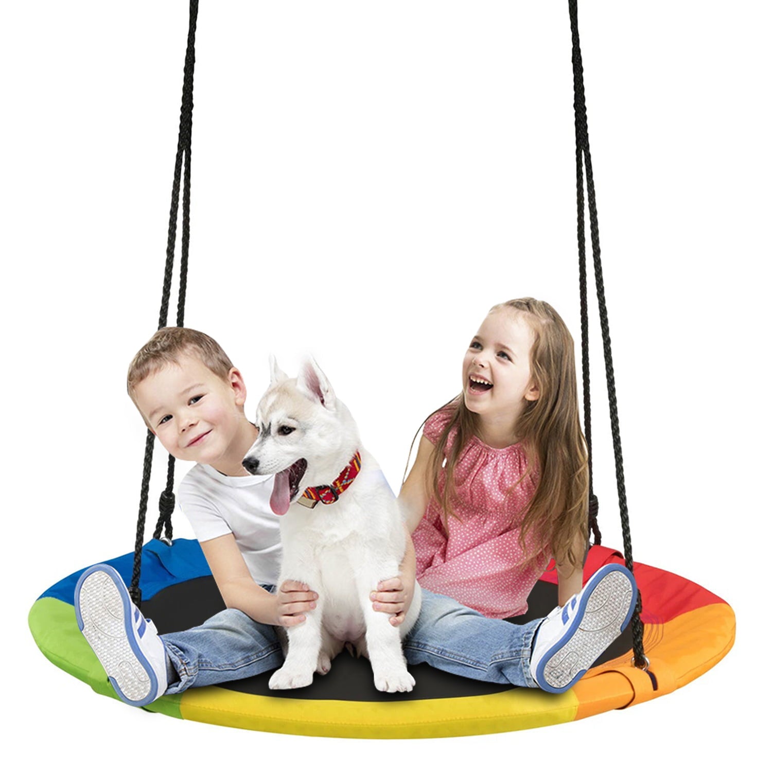 SUGIFT 40in Tree Swing Indoor Outdoor Play Set Swing for Kids, Colorful