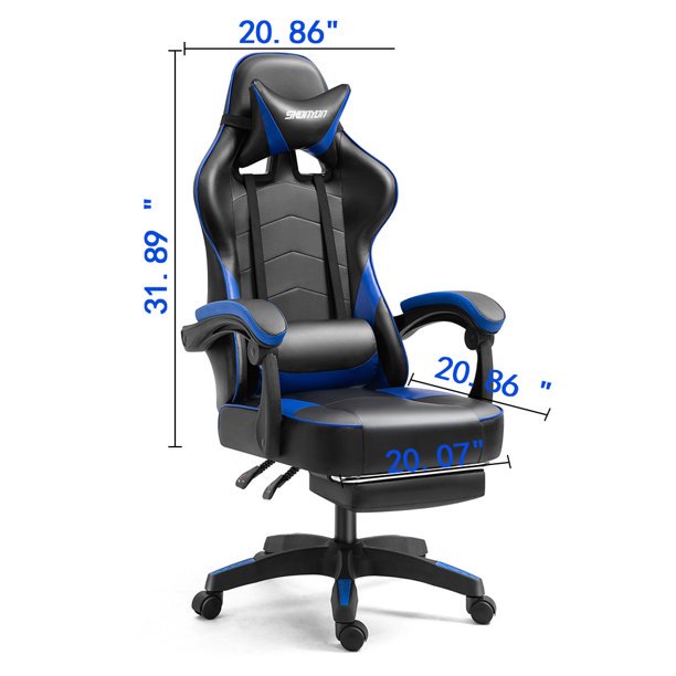 SUGIFT Ergonomic Swivel Gaming Chair, Blue and Black