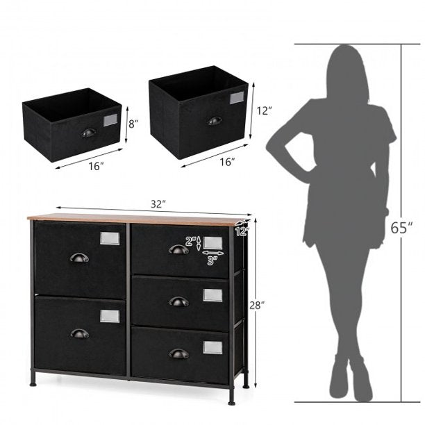 5-Drawer Storage Dresser for Bedroom and Entryway Organizer Shelf