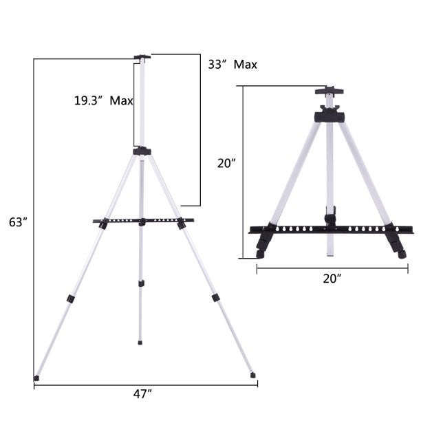 SUGIFT New Artist Aluminium Alloy Folding Easel Light Weight And Carry Bag White