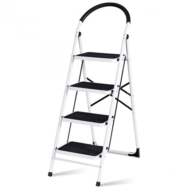 4 Step Folding Ladder with Anti-Slip Pedal Platform 330Lbs Capacity Step Stool