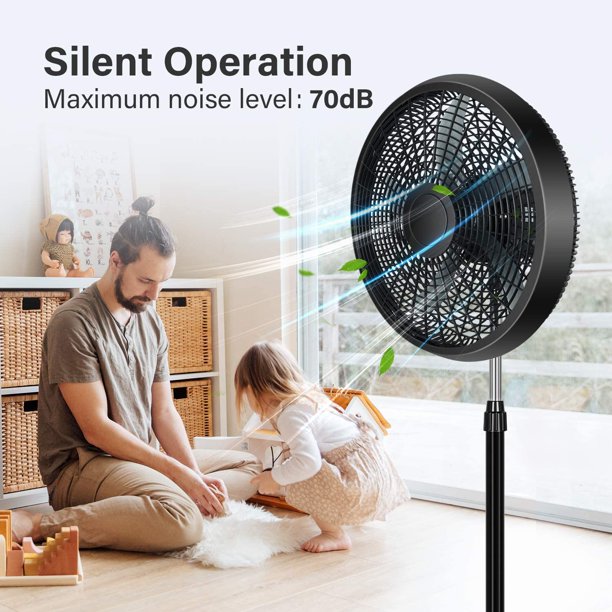 SUGIFT Oscillating Fan Stand Fan Pedestal Fan, Adjustable 3 Levels Speed 90¡ãHorizontal Oscillating 18in Black