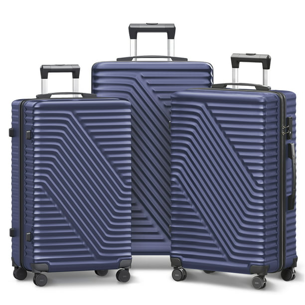 SUGIFT Luggage Sets 3 Piece 20/24/28 inch Suitcase Sets Hardside Luggage Set, Navy Blue