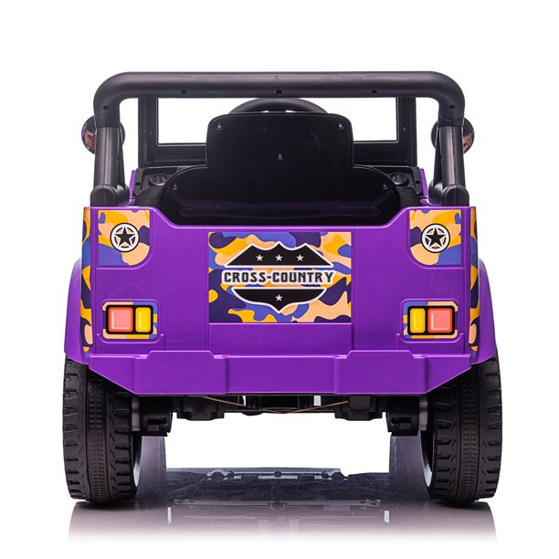 SUGIFT 12V Kids Ride On Truck Car, Power Wheels with LED Lights Horn Openable Doors, Electric Vehicle Toy for 3-6 Ages, Purple