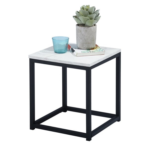 SUGIFT End Table/Side Table/Night Stand/Coffee Desk, Upgrade Version with Metal Frame Box - dark brown