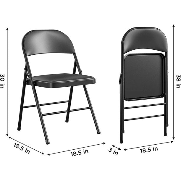 Folding Chair 6 Pack With Padded Black