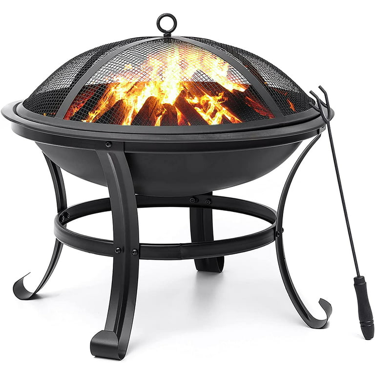 26 inch Fire Pit for Outside Outdoor Wood Burning Small Bonfire Pit Steel Firepit Bowl for Patio Camping