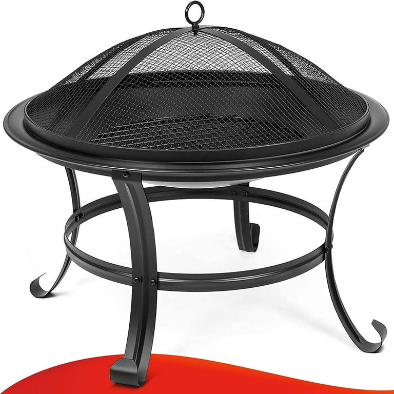 26 inch Fire Pit for Outside Outdoor Wood Burning Small Bonfire Pit Steel Firepit Bowl for Patio Camping