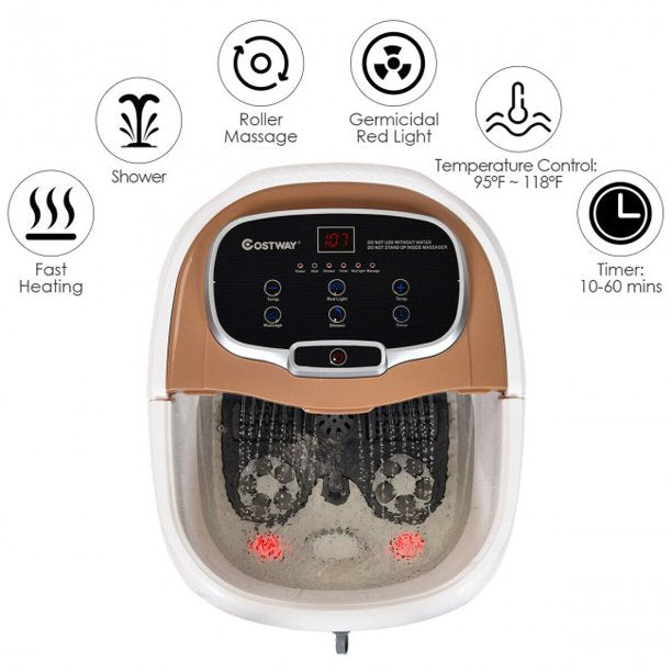 Foot Spa Shiatsu Portable All-In-One Heated Foot Spa Bath Motorized Massager