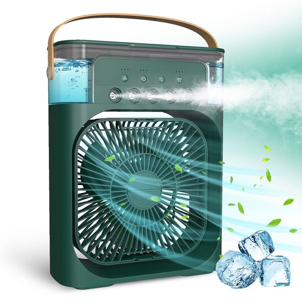 SUGIFT 5 In 1 600ml Air Cooling Fan Portable Air Conditioner Fan Timed Air Cooling Fan with 7 Color Lights 5 Jets 3 Speed