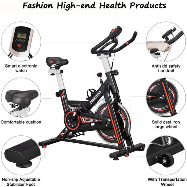 Exercise Bike Stationary Indoor Cycling Bike Heavy Duty Flywheel Bicycle for Home Cardio Workout