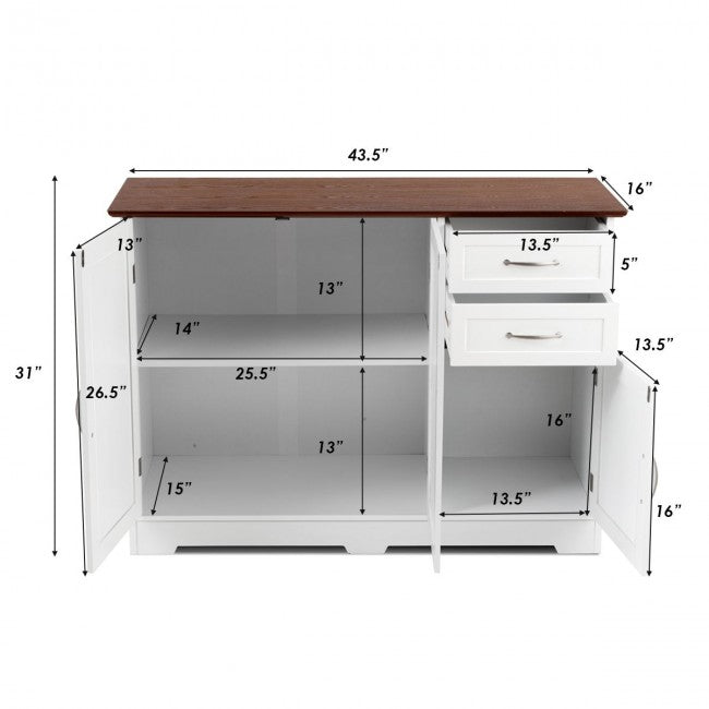 SUGIFT Buffet Storage Cabinet Kitchen Sideboard with 2 Drawers