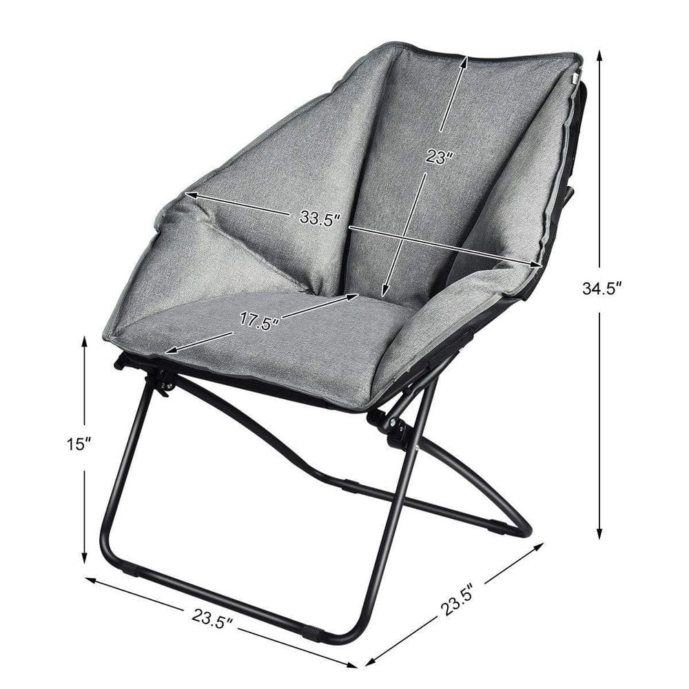 Gray Oversized Folding Camping Chair with Sturdy Iron Frame